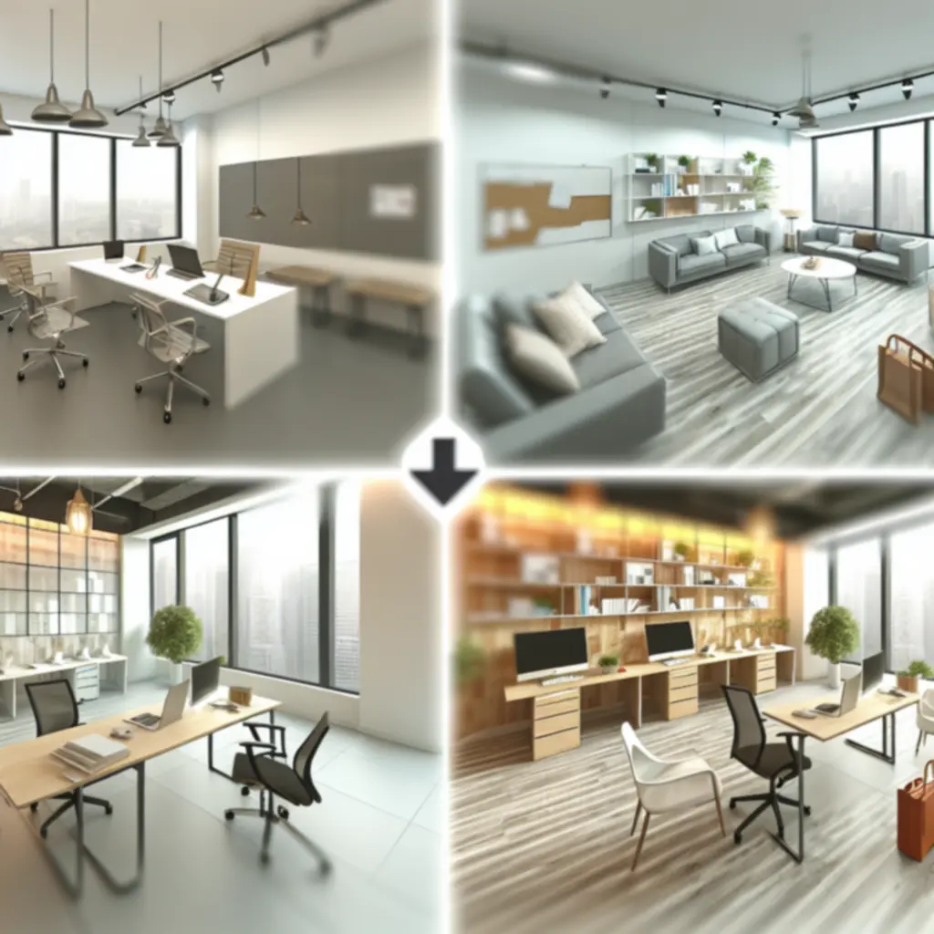 Porównanie biura przed i po modernizacji PolishOfficefit