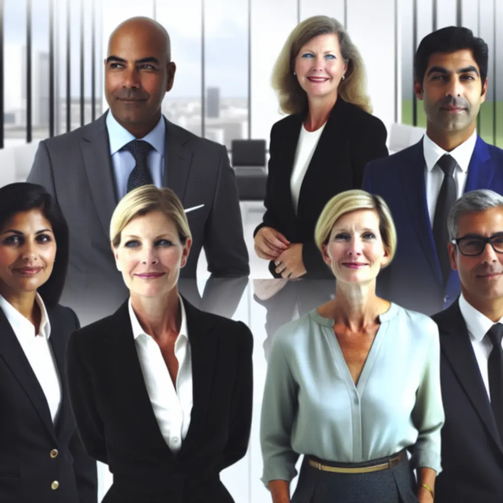 Zespół menadżerski PolishOfficefit rozmawiający przy stole w nowoczesnym biurze