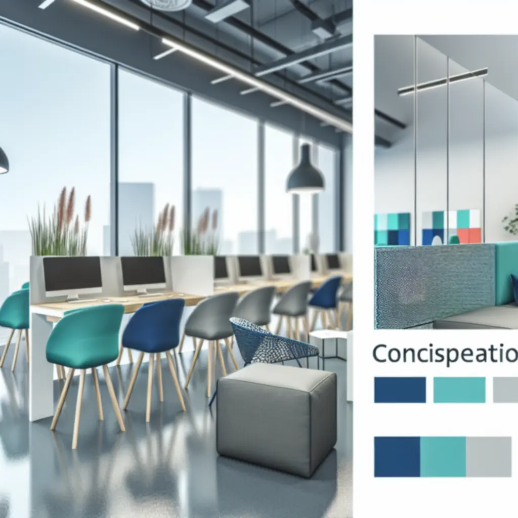 Nowoczesne biuro typu open space z ergonomicznymi biurkami i strefami współpracy