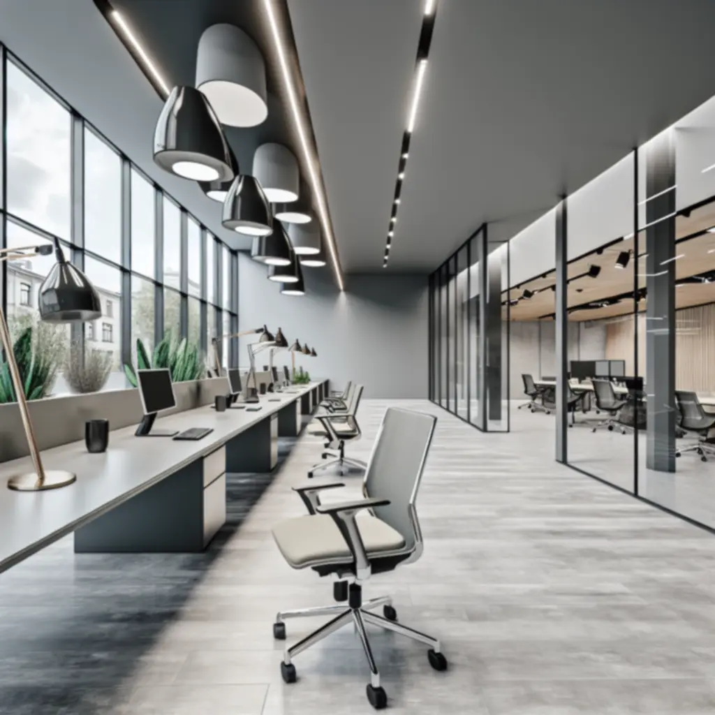 Wizualizacja nowoczesnego biura zaprojektowanego przez PolishOfficefit